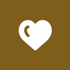 White heart with phone symbol inside.