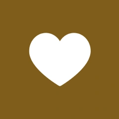 White heart on brown background.