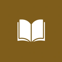 Open book icon on brown background.